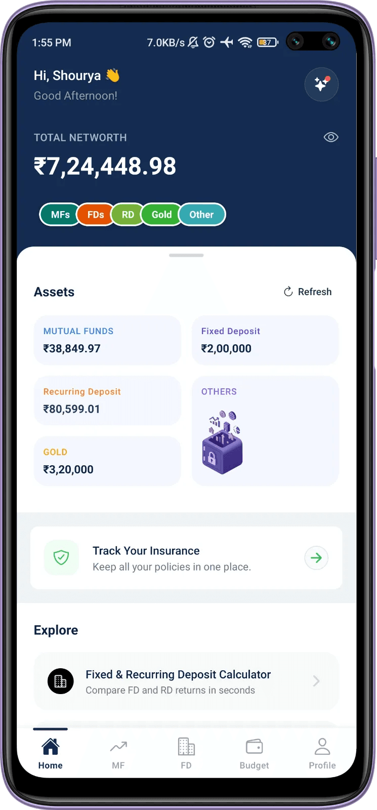 Nidhify App Dashboard